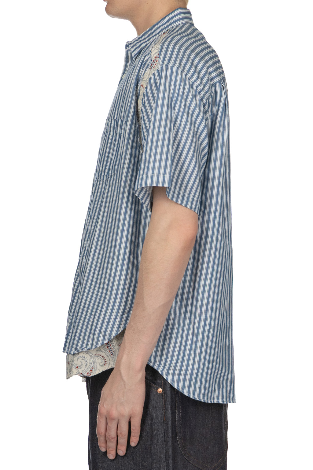 Comme Des Garcons Homme - Men's Short Sleeve Shirt - Blue x Off White