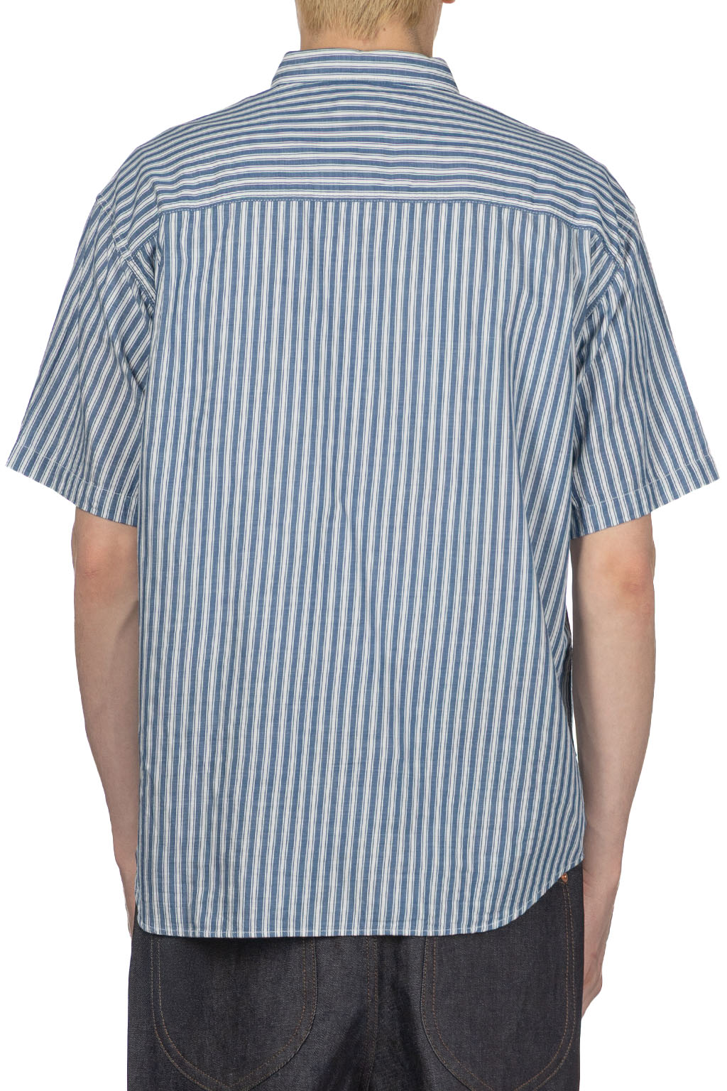 Comme Des Garcons Homme - Men's Short Sleeve Shirt - Blue x Off White