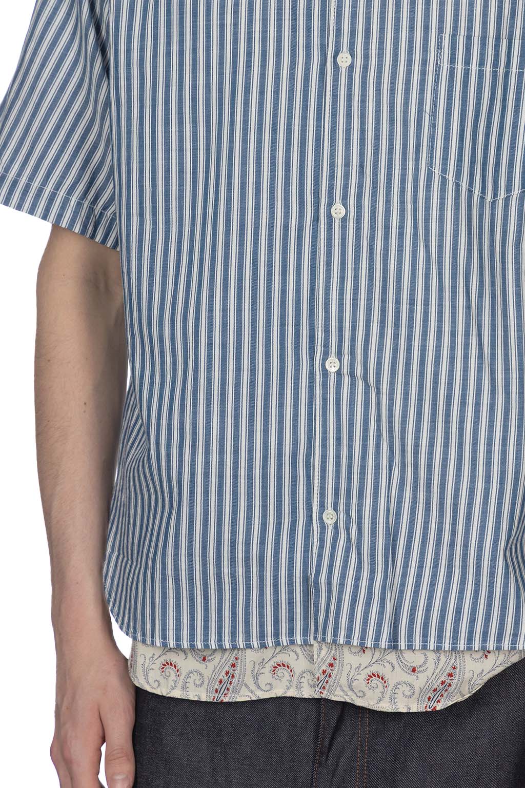 Comme Des Garcons Homme - Men's Short Sleeve Shirt - Blue x Off White