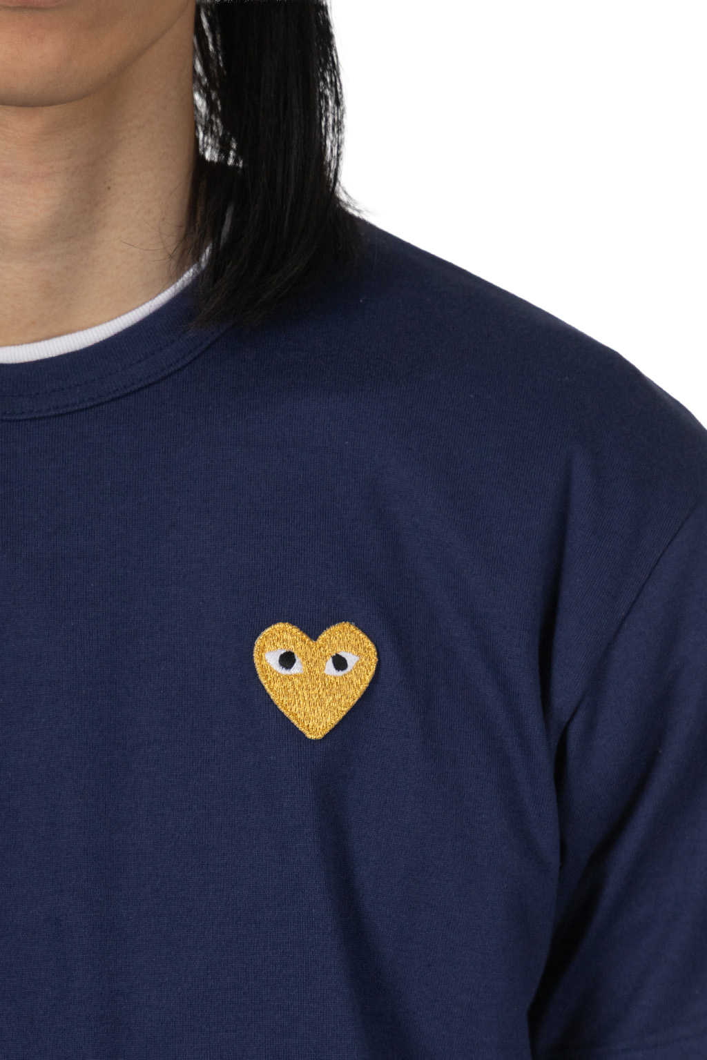 Comme Des Garcons Play UNISEX Gold Heart T-Shirt - Navy