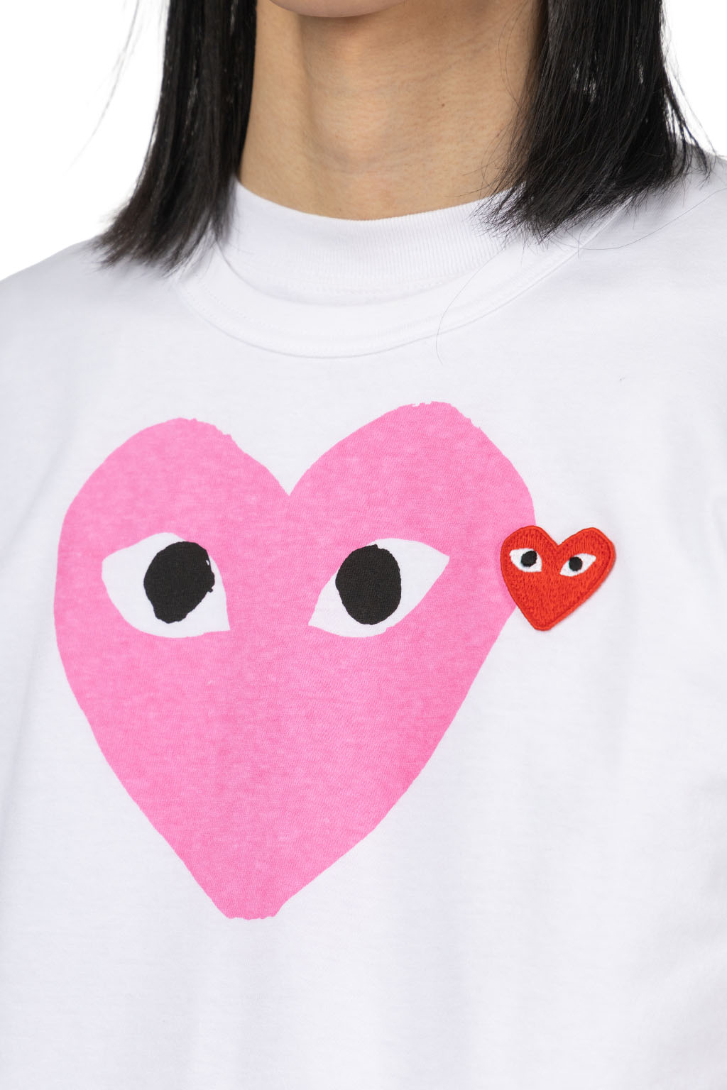 Comme Des Garcons Play Unisex Big x Small Pink Heart T-Shirt - White