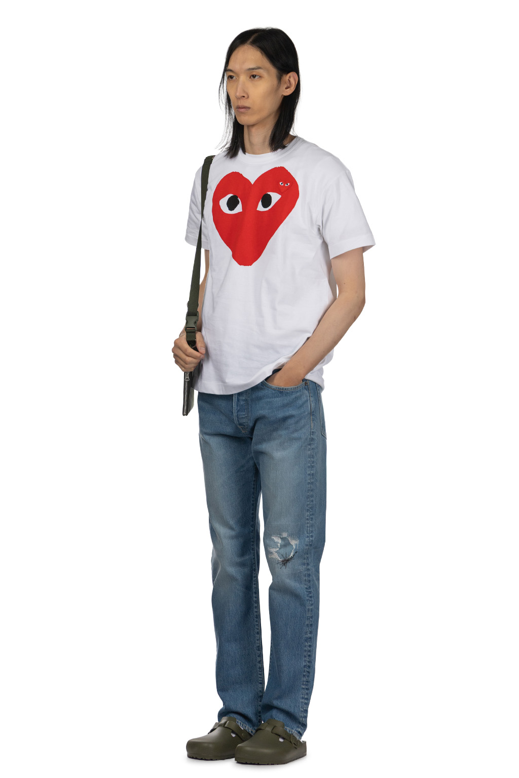 Comme Des Garcons Play Unisex Big x Small Red Heart T-Shirt - White