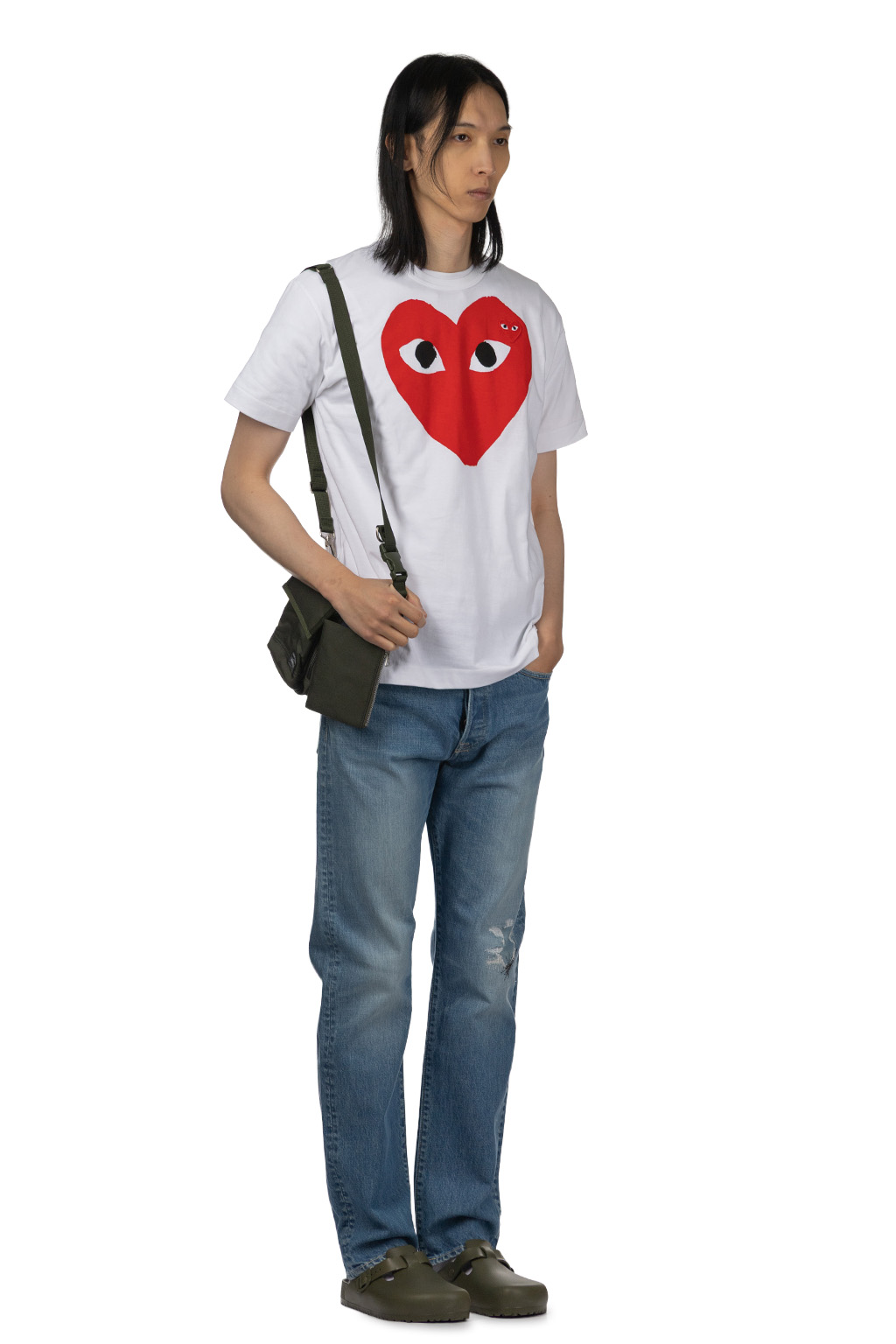 Comme Des Garcons Play Unisex Big x Small Red Heart T-Shirt - White