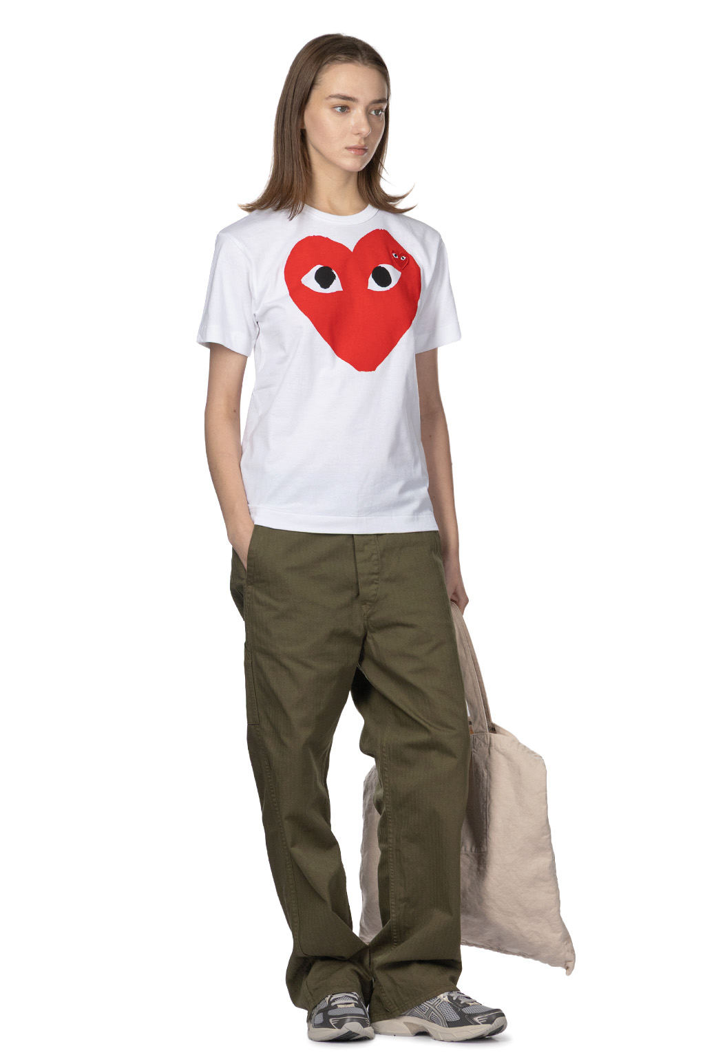 Comme Des Garcons Play Unisex Big x Small Red Heart T-Shirt - White
