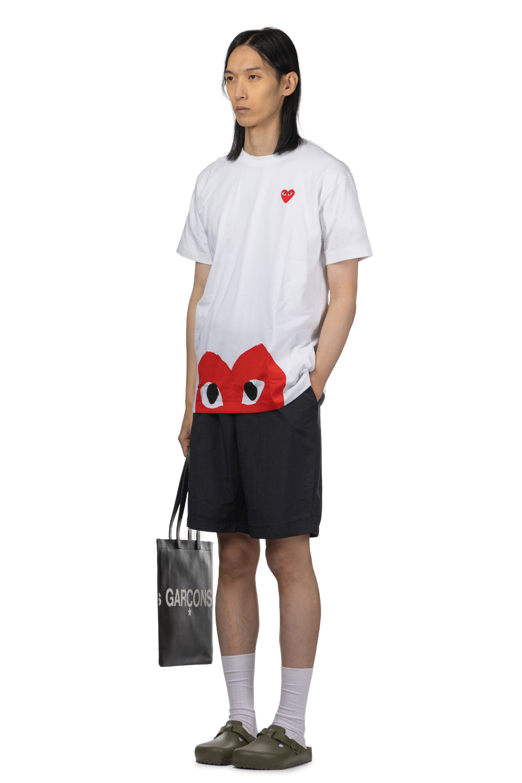 Comme Des Garcons Play - Men's Red Heart T-Shirt - White