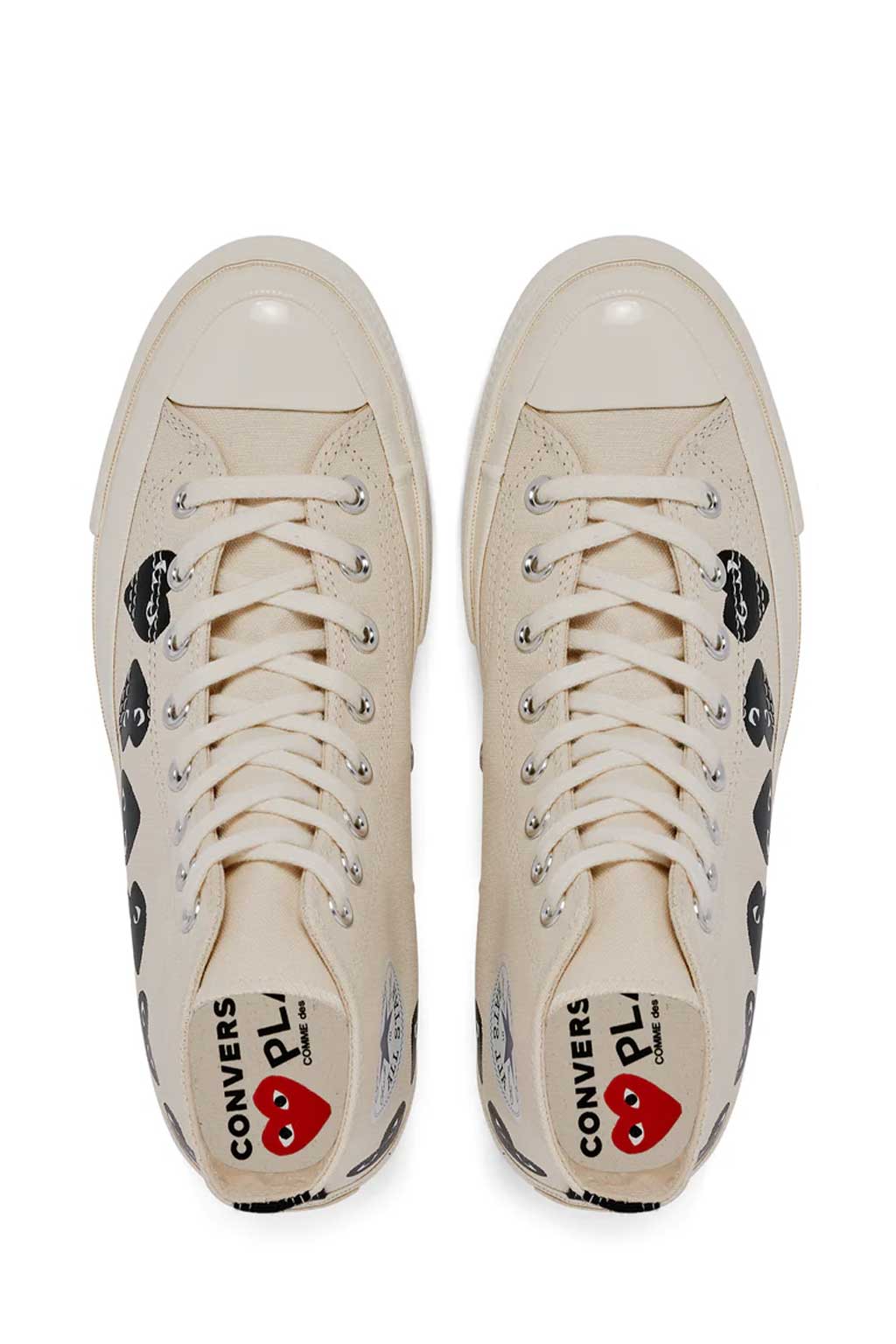 Comme Des Garcons Play - Off-White Converse - Multiple Black Hearts Chuck 70 High Sneakers