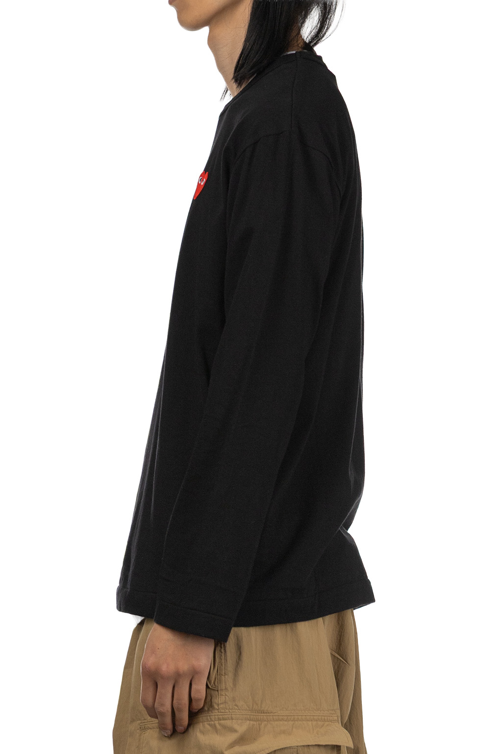 Comme Des Garcons Play Unisex Red Heart Long Sleeve T-Shirt - Black