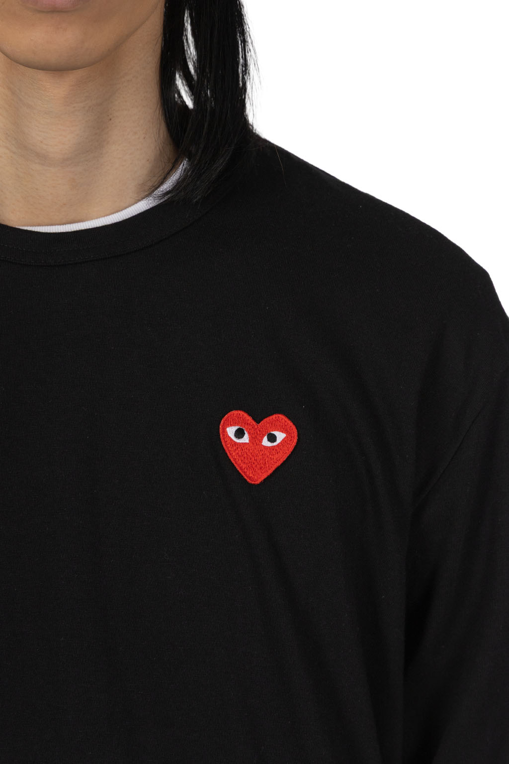 Comme Des Garcons Play Unisex Red Heart Long Sleeve T-Shirt - Black