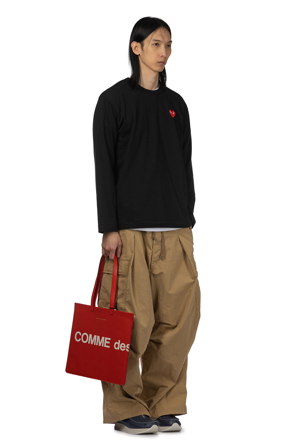 Comme Des Garcons Play Unisex Red Heart Long Sleeve T-Shirt - Black