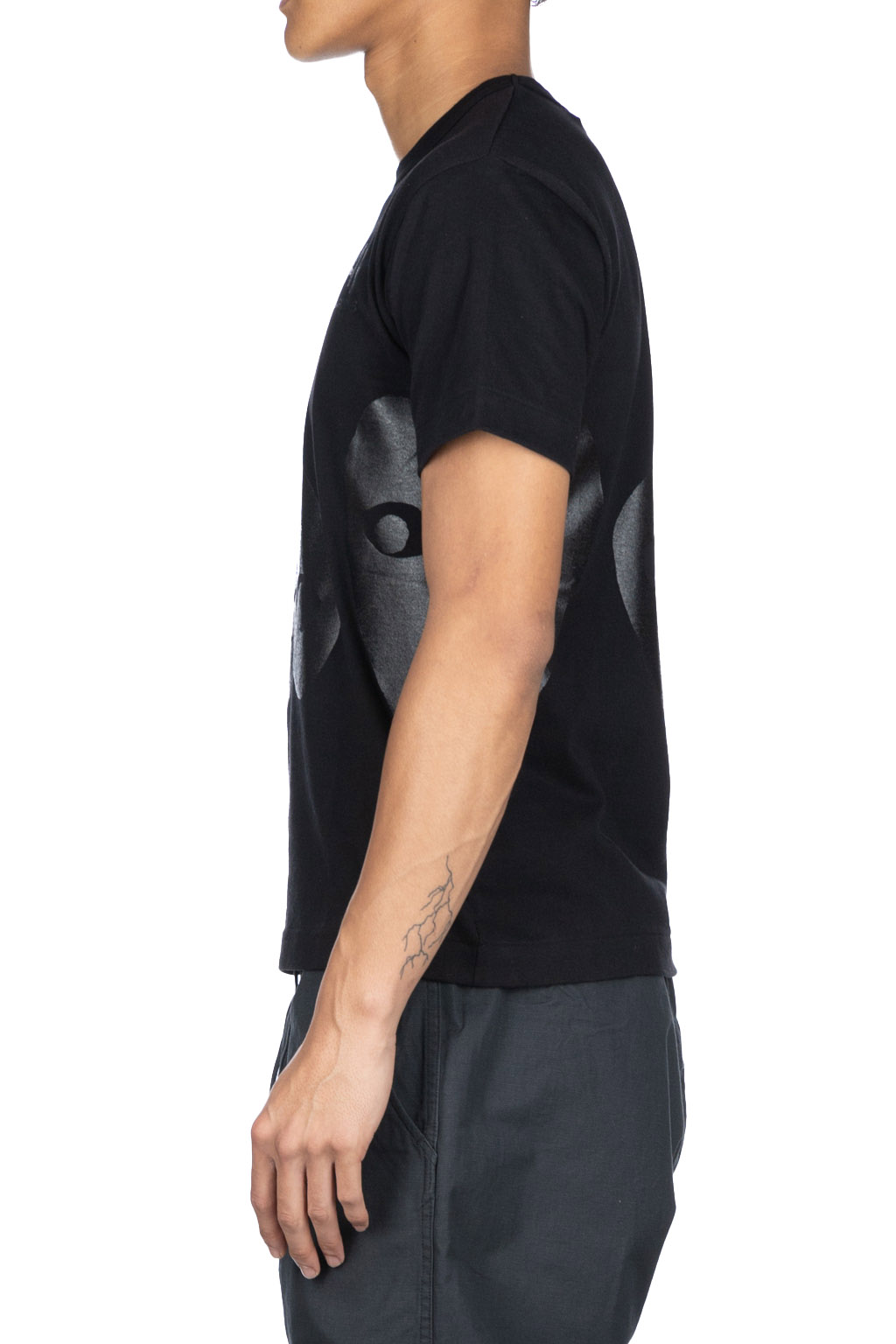Comme Des Garcons Play - Men's Play Text Logo Heart T-Shirt- Black