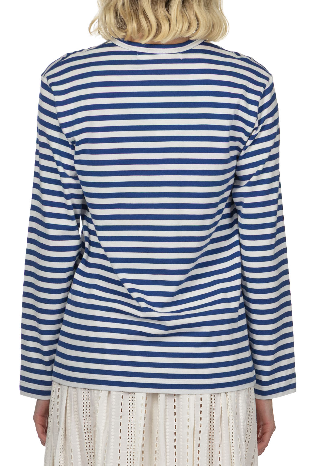Comme Des Garcons Play Unisex Red Heart Stripe LS T-Shirt - Navy x White