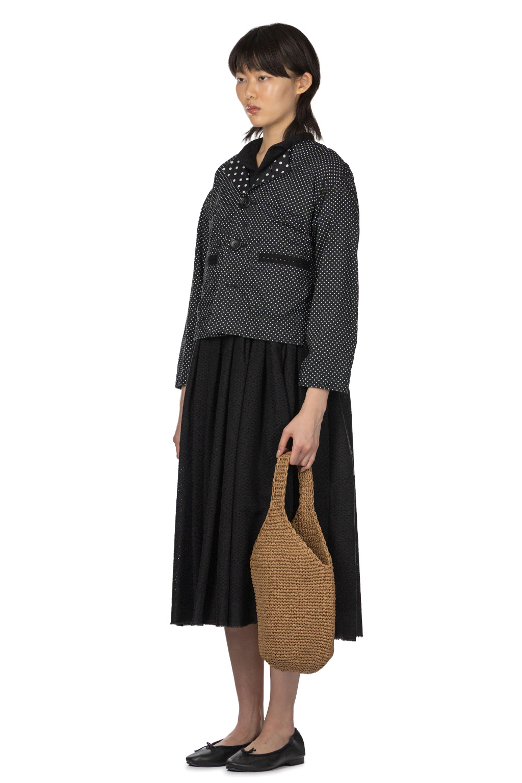 Comme Des Garcons TAO - Cotton Broad Polka Dot Print Jacket - Black and White