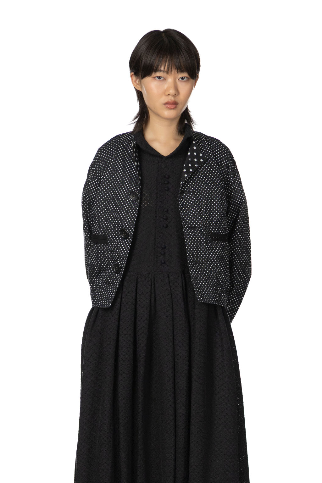 Comme Des Garcons TAO - Cotton Broad Polka Dot Print Jacket - Black and White
