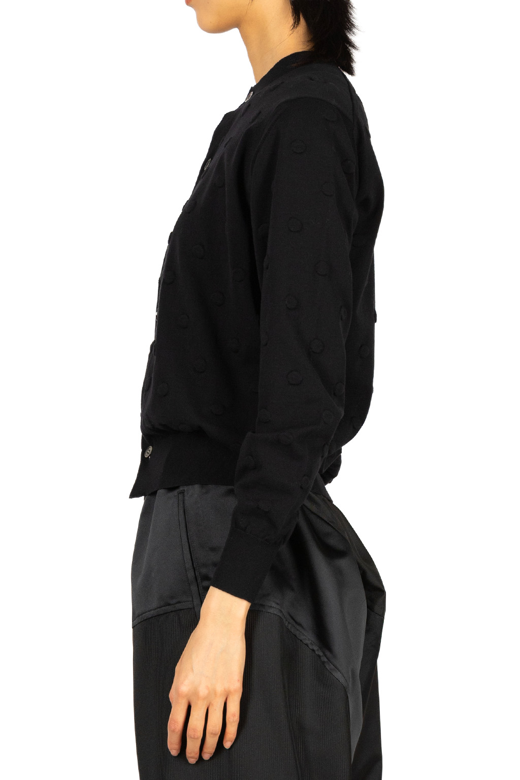 Comme Des Garcons TAO - Cotton Jersey Dot Pattern Cardigan - Black