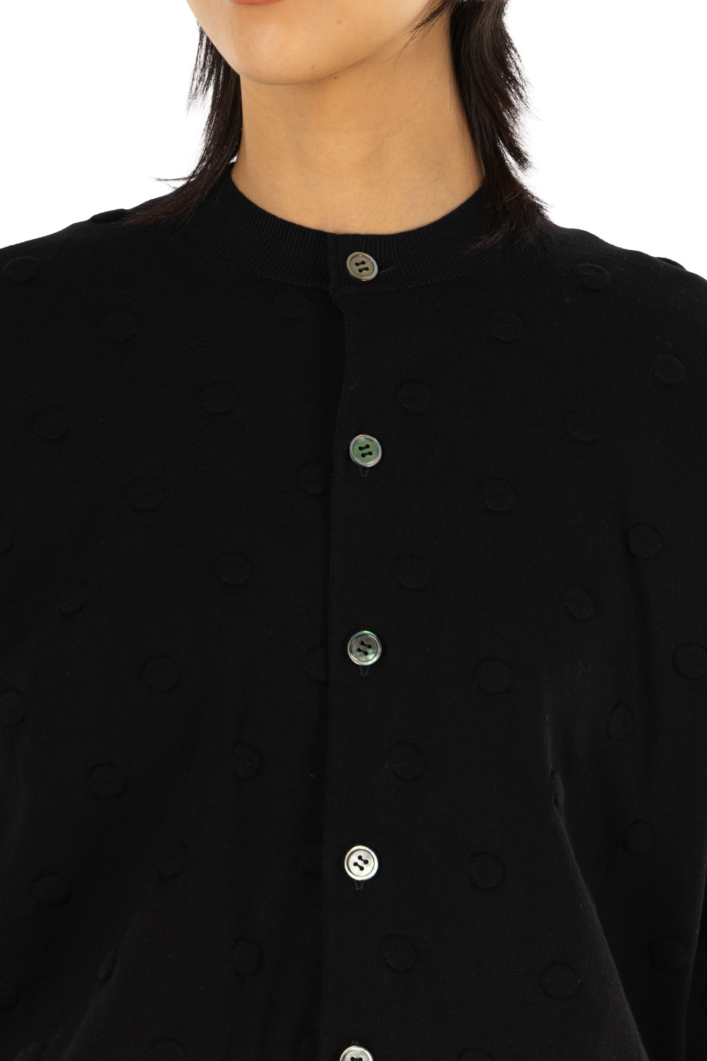 Comme Des Garcons TAO - Cotton Jersey Dot Pattern Cardigan - Black