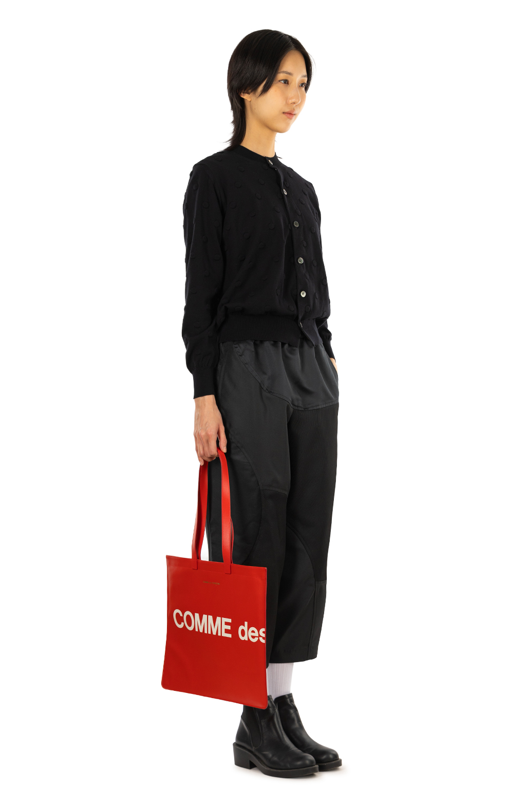 Comme Des Garcons TAO - Cotton Jersey Dot Pattern Cardigan - Black