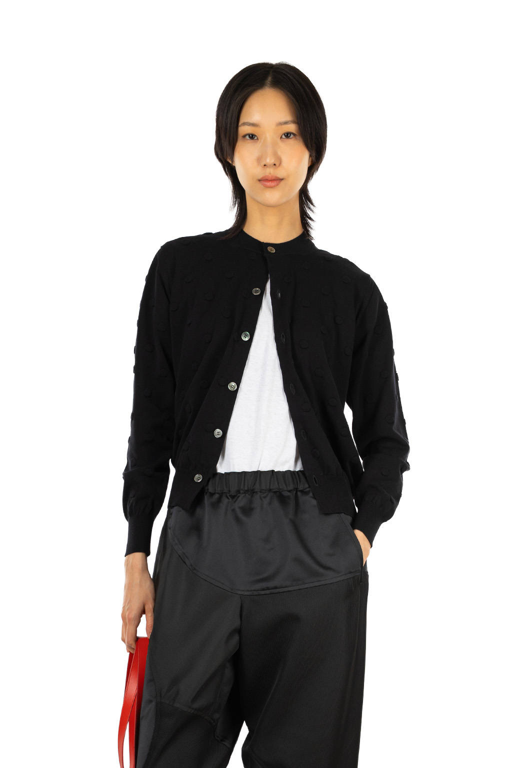Comme Des Garcons TAO - Cotton Jersey Dot Pattern Cardigan - Black