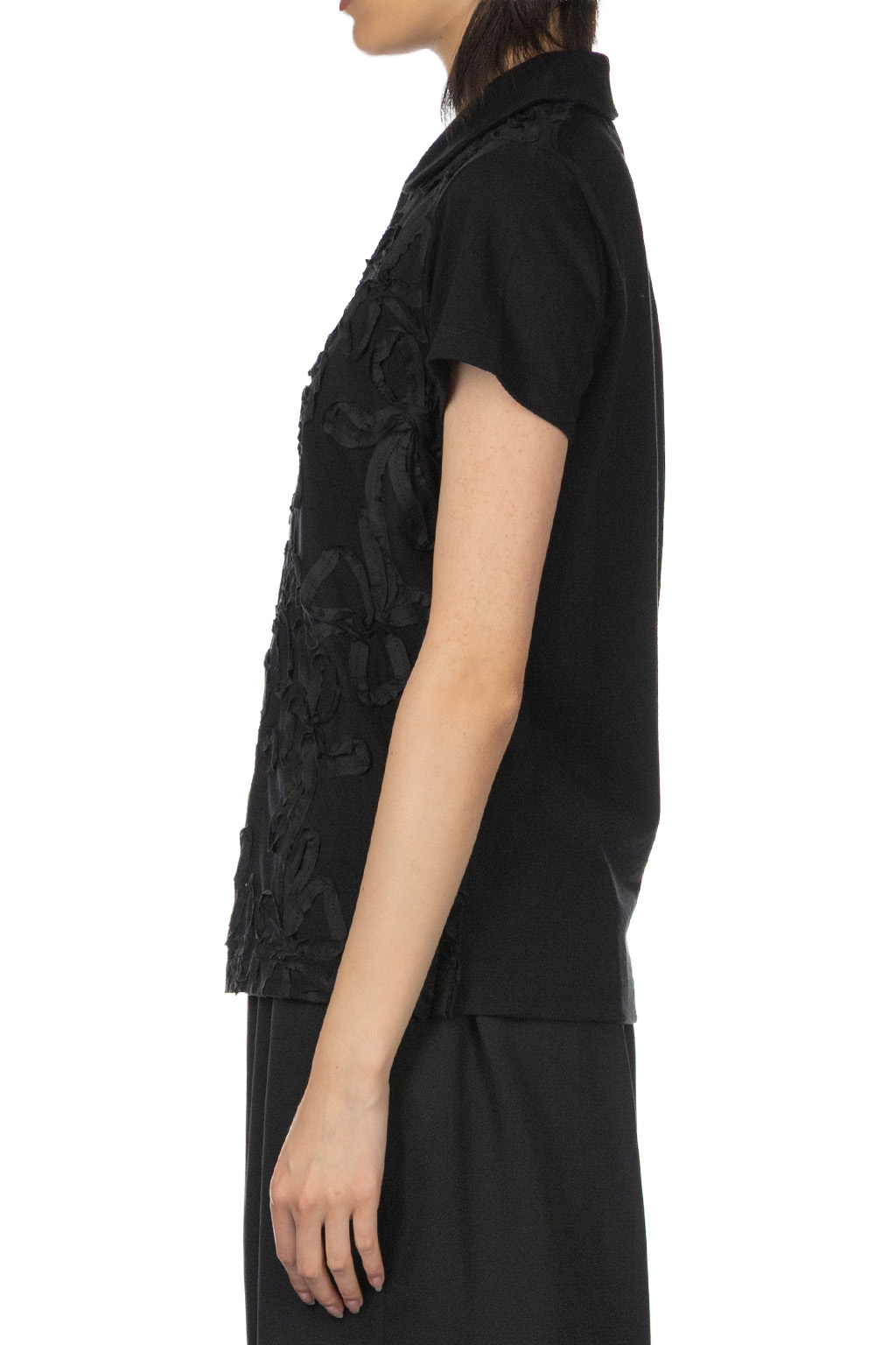 Comme Des Garcons TAO - Cotton Jersey Embroidery Top - Black x Black
