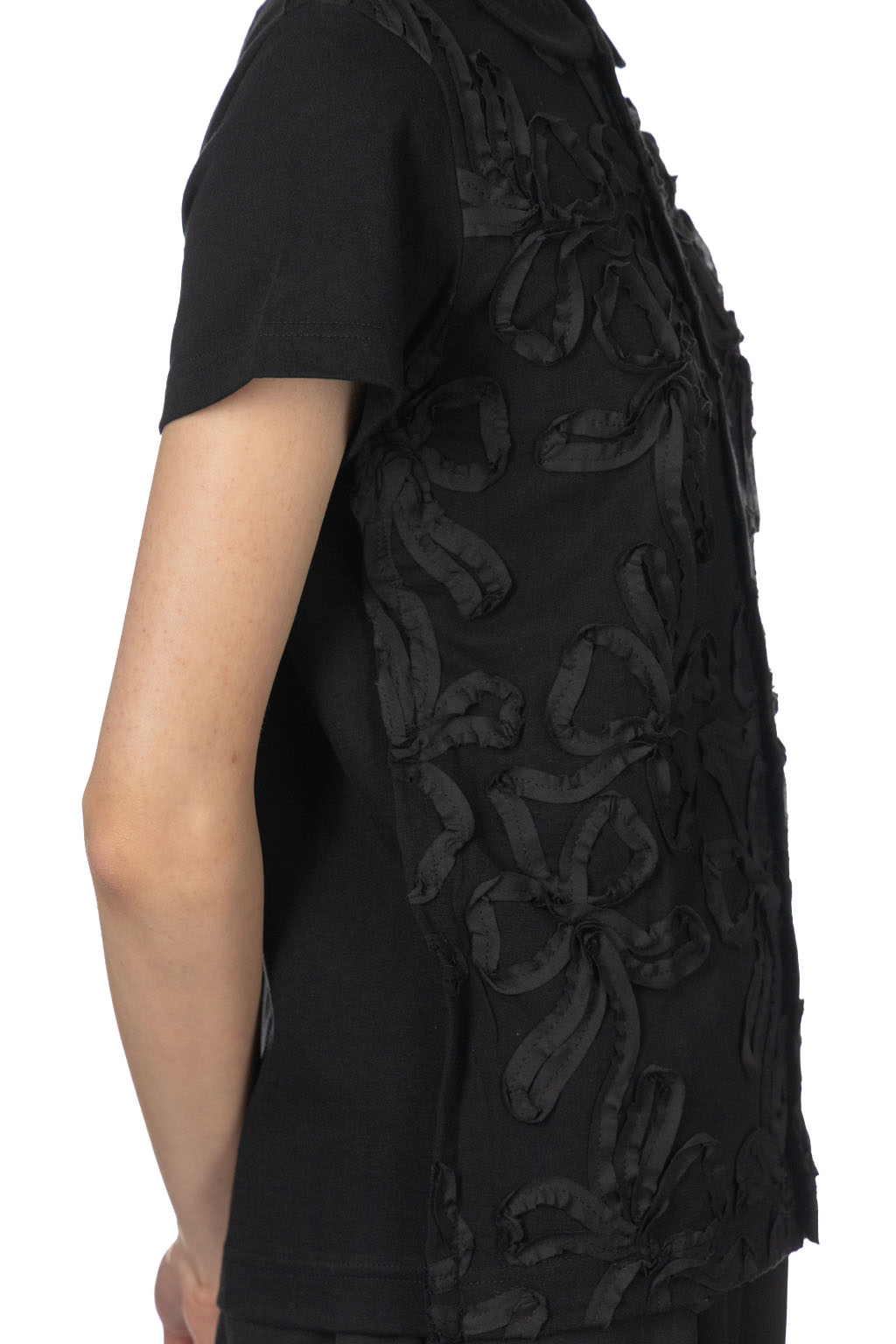 Comme Des Garcons TAO - Cotton Jersey Embroidery Top - Black x Black