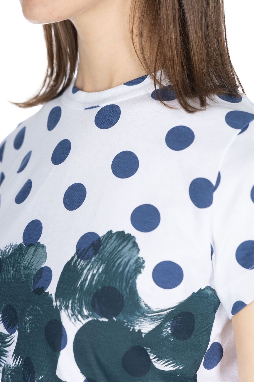Comme Des Garcons TAO - DAICHIRO SHINJO T-Shirt (Dots & Shodo) - White x Indigo
