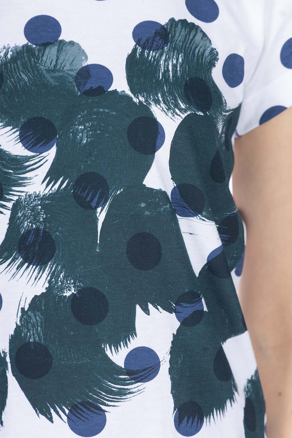 Comme Des Garcons TAO - DAICHIRO SHINJO T-Shirt (Dots & Shodo) - White x Indigo