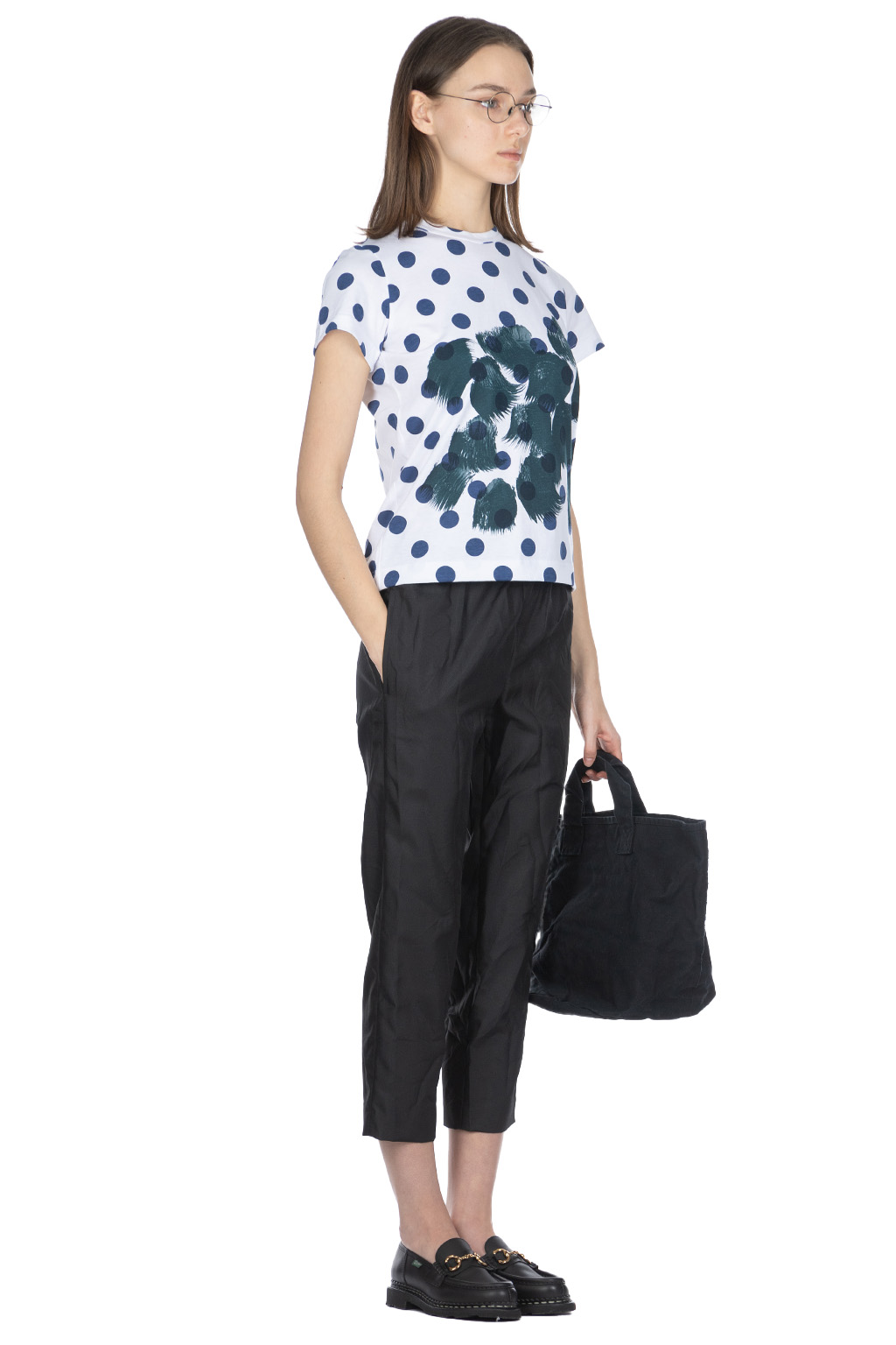 Comme Des Garcons TAO - DAICHIRO SHINJO T-Shirt (Dots & Shodo) - White x Indigo