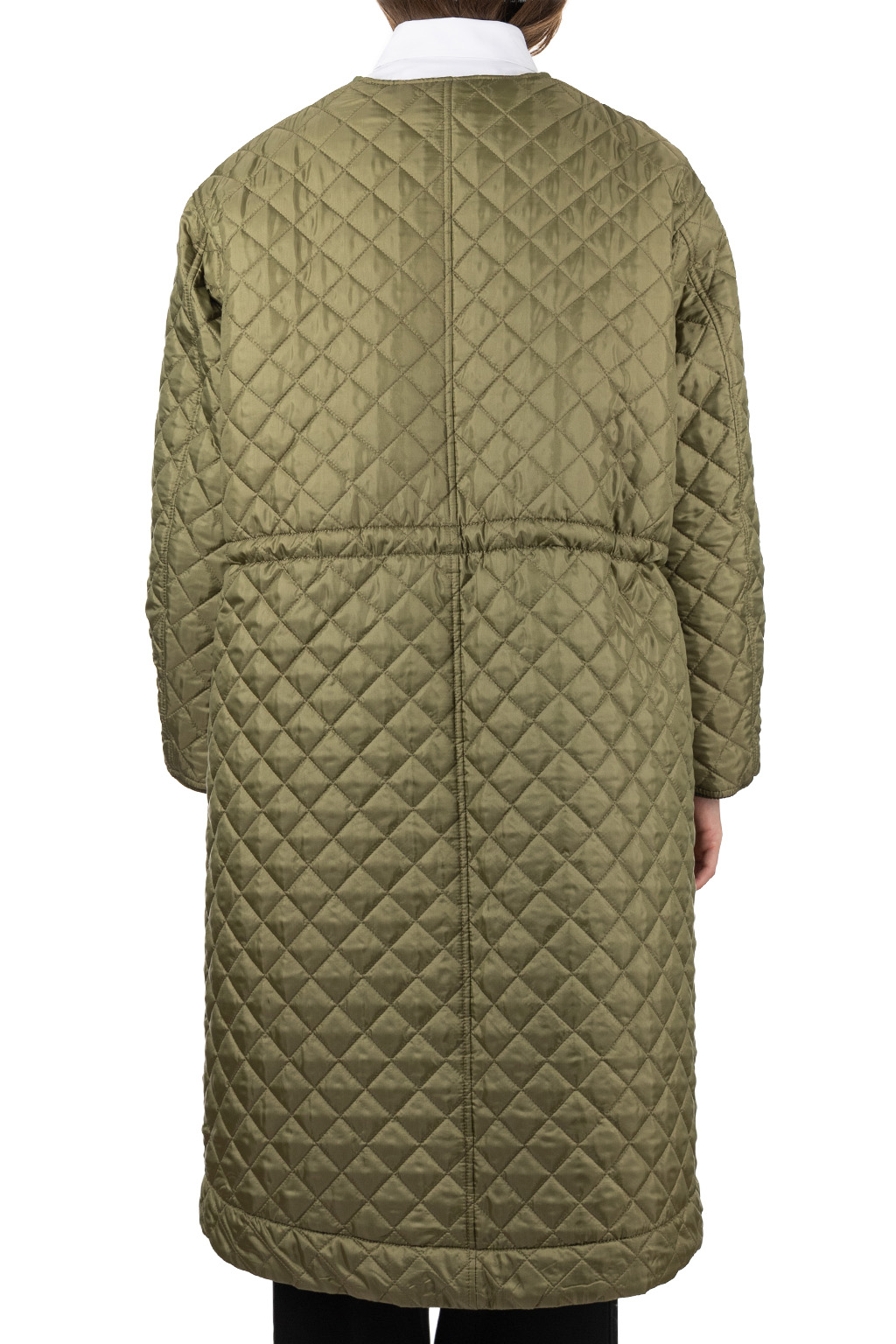 Comme Des Garcons Comme Des Garcons  - Long V-Neck Diamond Pattern Quilt Coat - Khaki