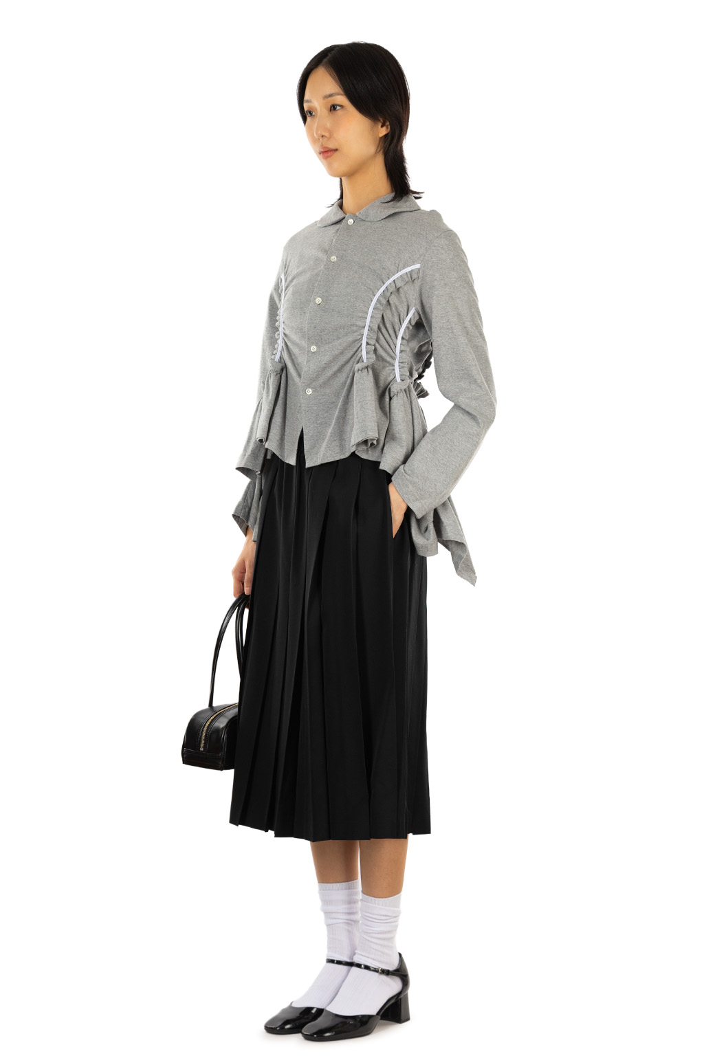 Comme Des Garcons TAO - Round Collar Ruffle Shirt - Top Gray