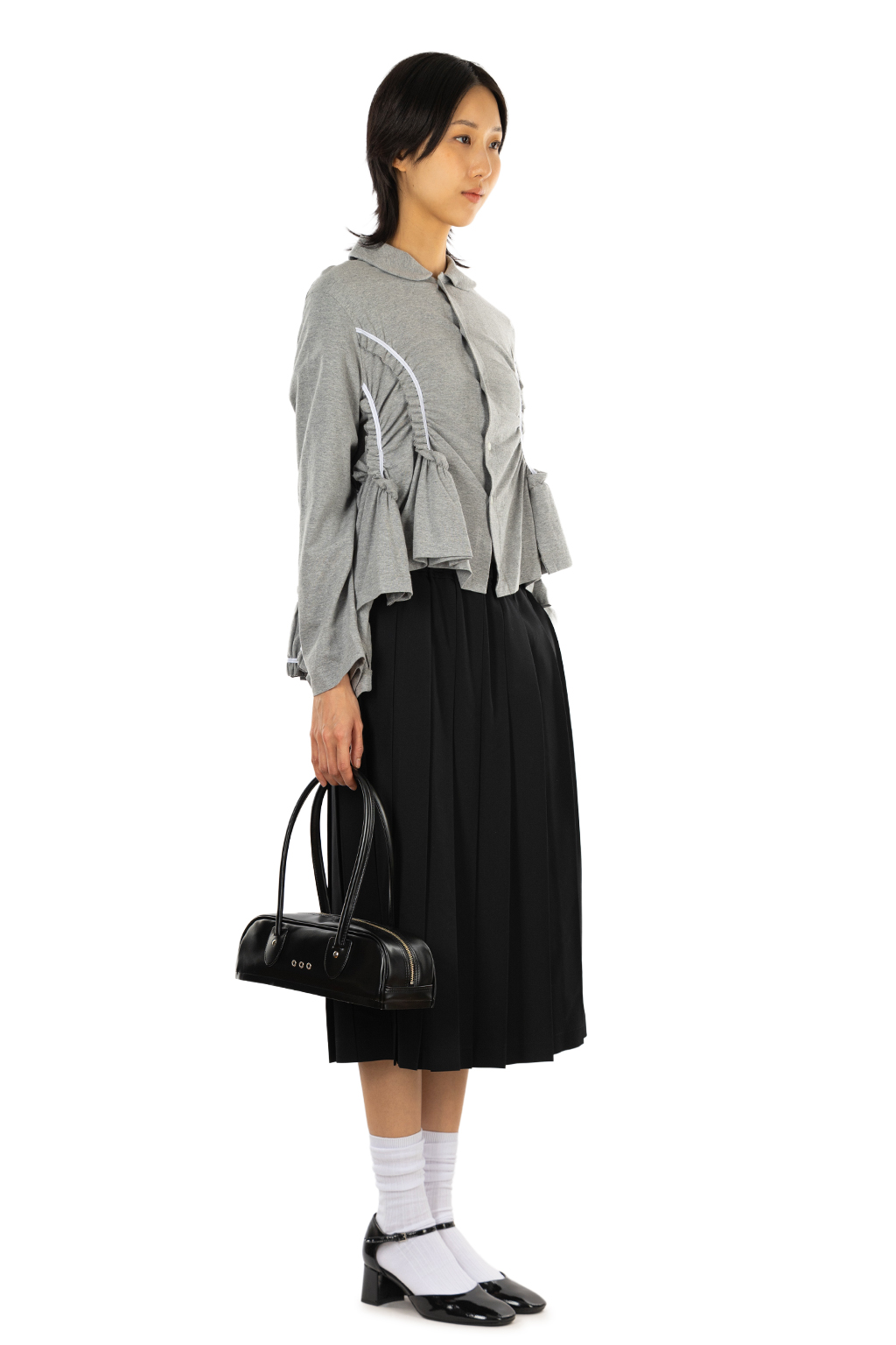 Comme Des Garcons TAO - Round Collar Ruffle Shirt - Top Gray