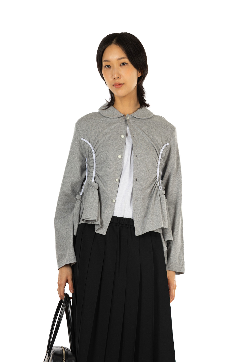 Comme Des Garcons TAO - Round Collar Ruffle Shirt - Top Gray