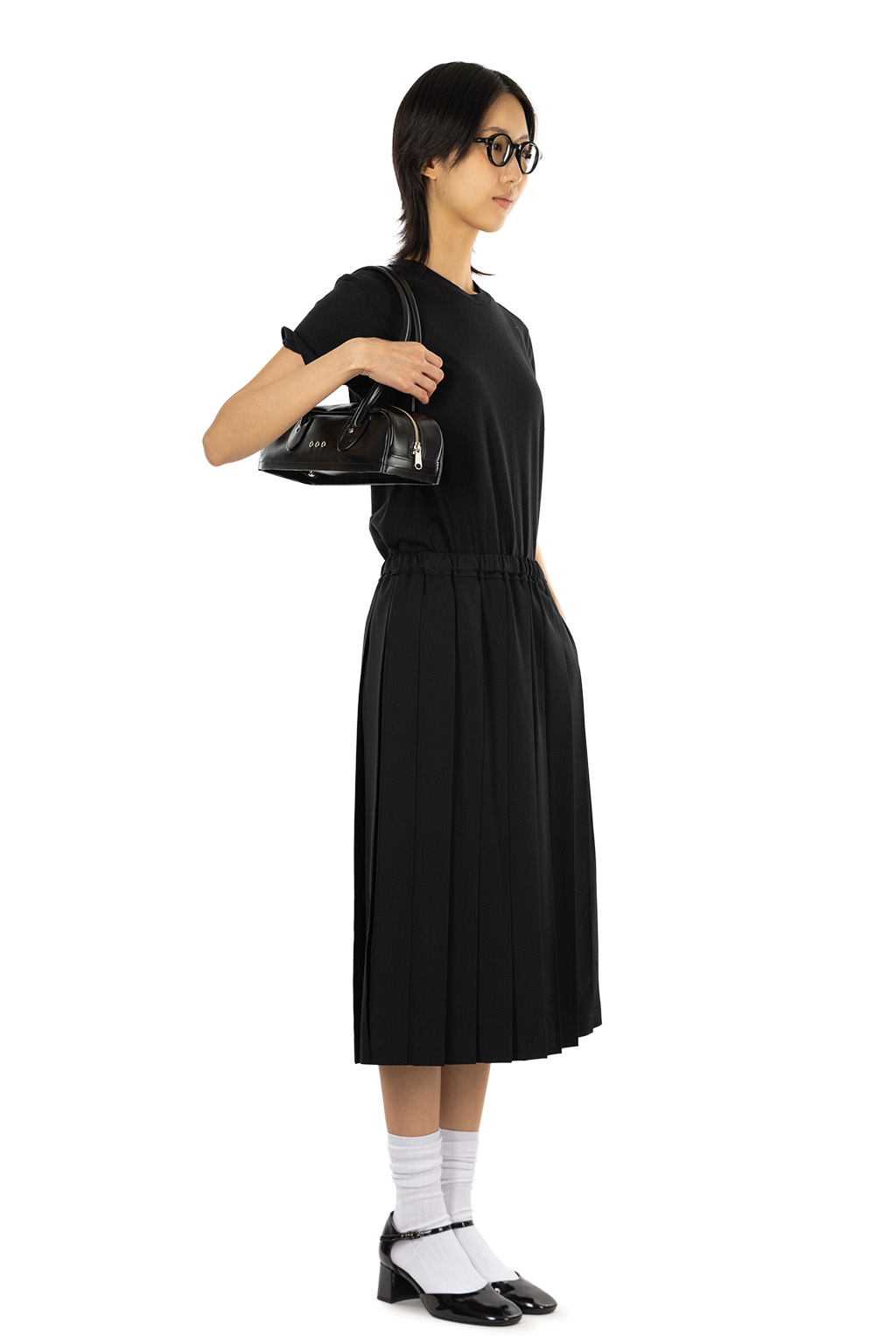 Comme Des Garcons TAO - Wool Gabardine Garment Dyed Pleated Skirt - Black