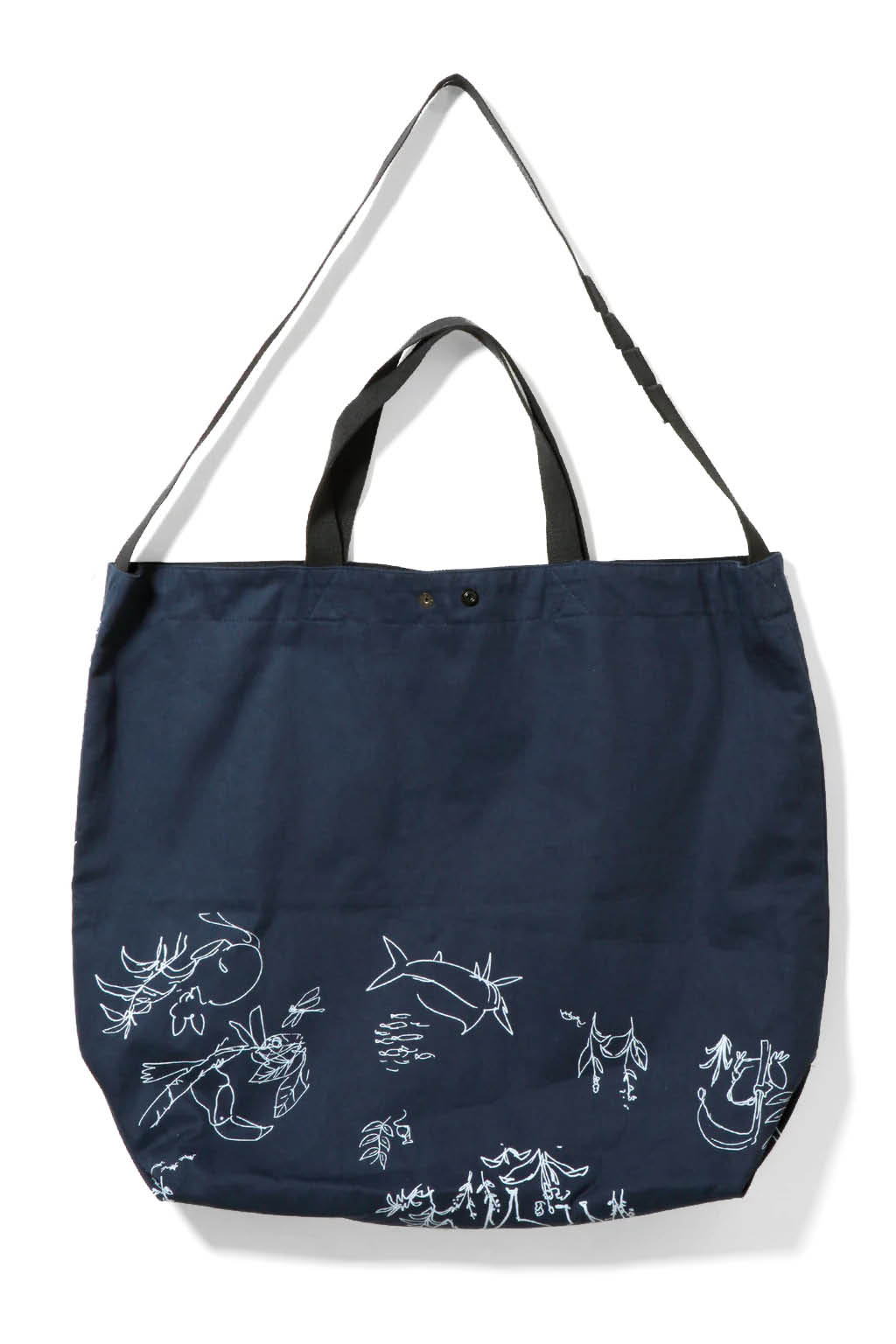 Engineered Garments - Carry All Tote Reversible - Navy Animal Print 6.5oz Flat Twill 