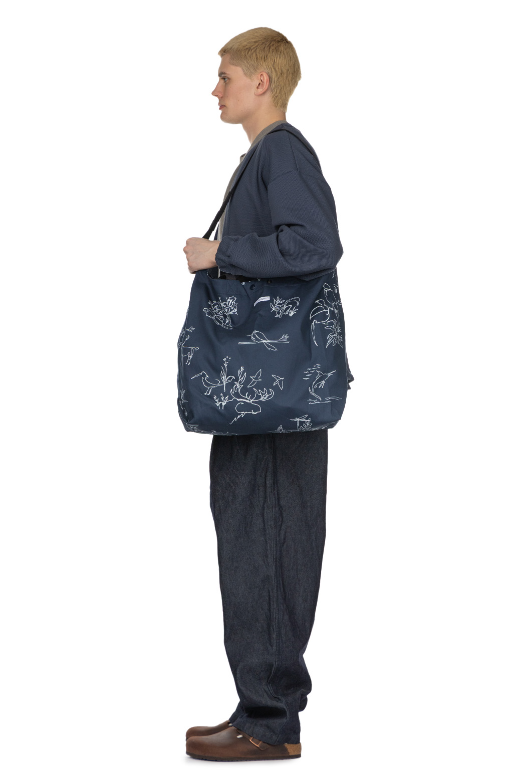 Engineered Garments - Carry All Tote Reversible - Navy Animal Print 6.5oz Flat Twill 