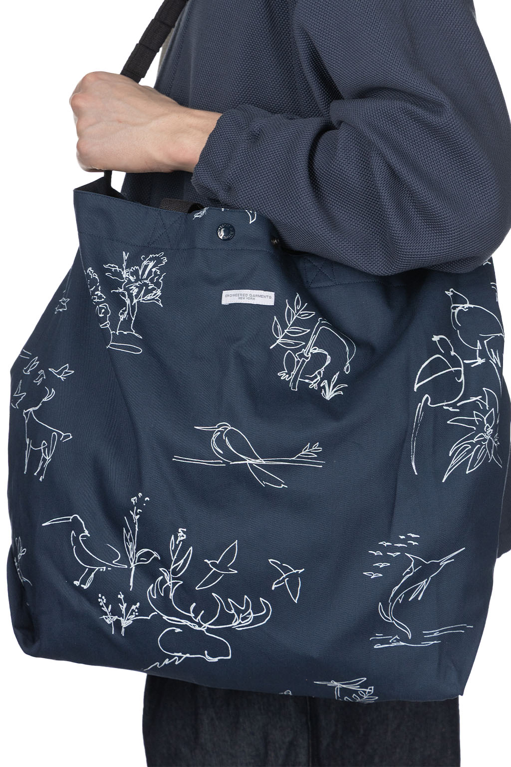 Engineered Garments - Carry All Tote Reversible - Navy Animal Print 6.5oz Flat Twill 