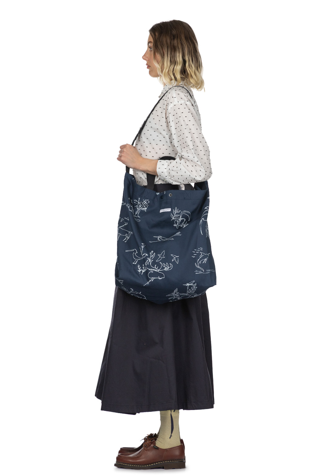 Engineered Garments - Carry All Tote Reversible - Navy Animal Print 6.5oz Flat Twill 