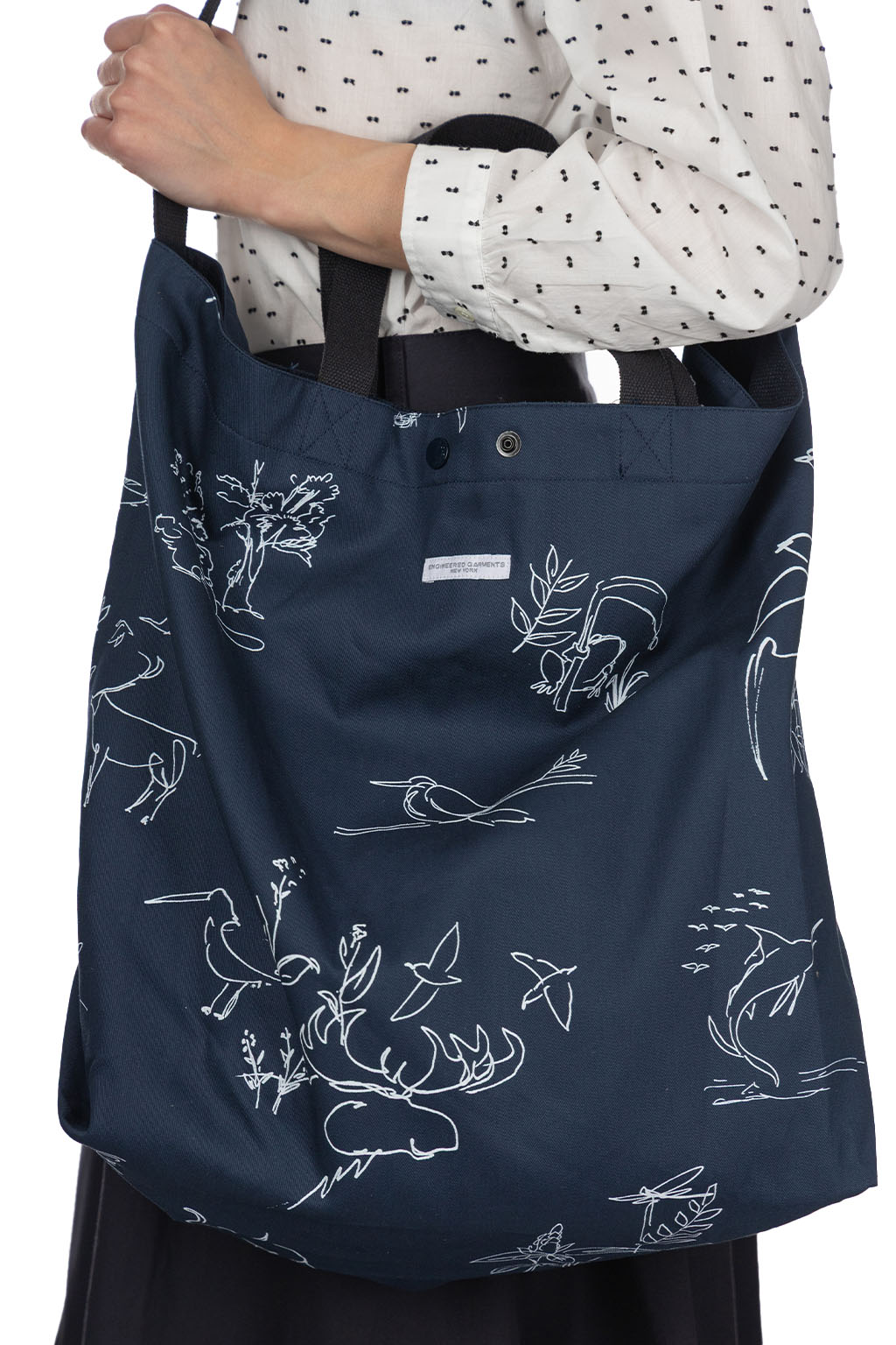 Engineered Garments - Carry All Tote Reversible - Navy Animal Print 6.5oz Flat Twill 