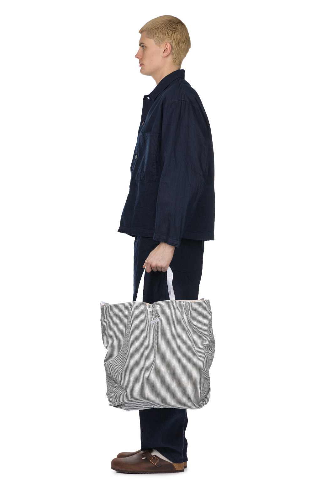 Engineered Garments - Carry All Tote Reversible - Navy Cotton Seersucker Stripe