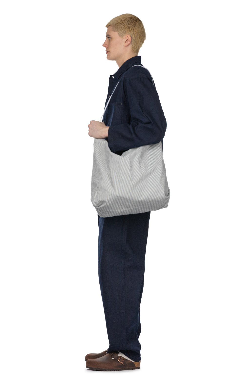 Engineered Garments - Carry All Tote Reversible - Navy Cotton Seersucker Stripe