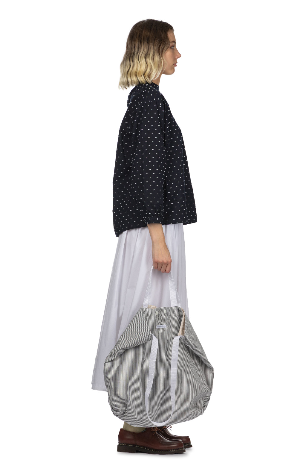 Engineered Garments - Carry All Tote Reversible - Navy Cotton Seersucker Stripe