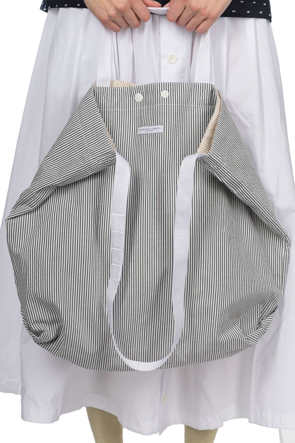 Engineered Garments - Carry All Tote Reversible - Navy Cotton Seersucker Stripe