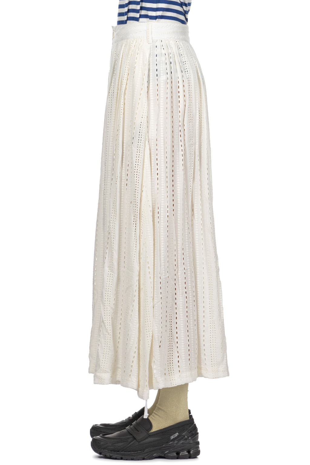 Engineered Garments - Gather Skirt - White Rayon Embroidery Eyelet