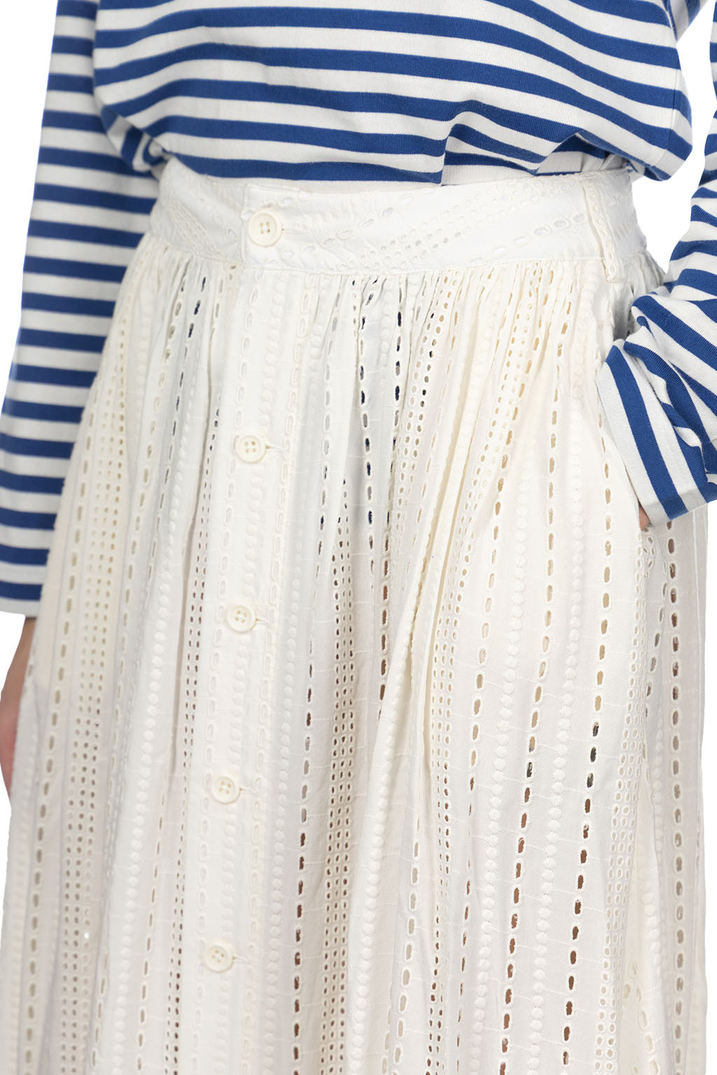 Engineered Garments - Gather Skirt - White Rayon Embroidery Eyelet