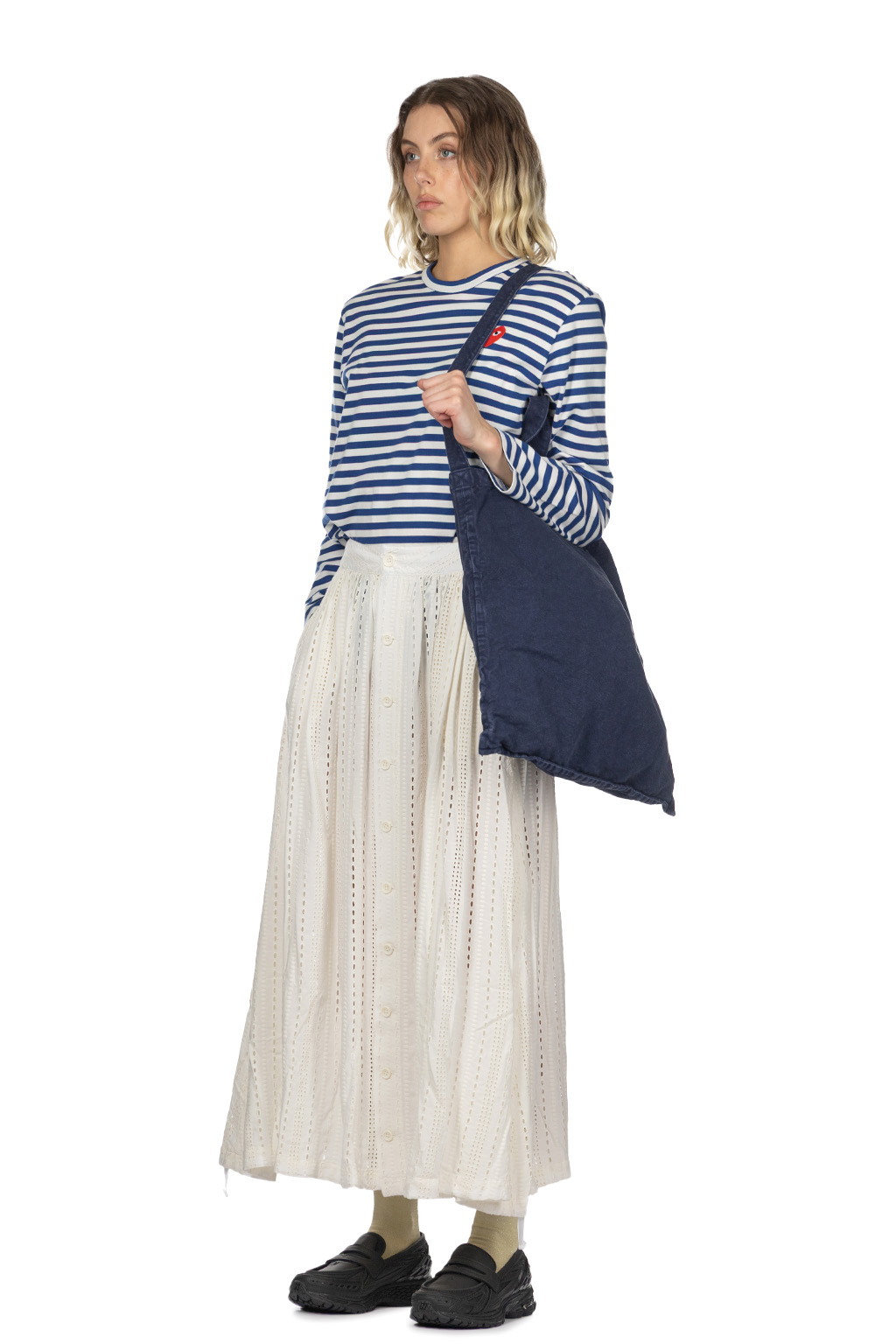 Engineered Garments - Gather Skirt - White Rayon Embroidery Eyelet