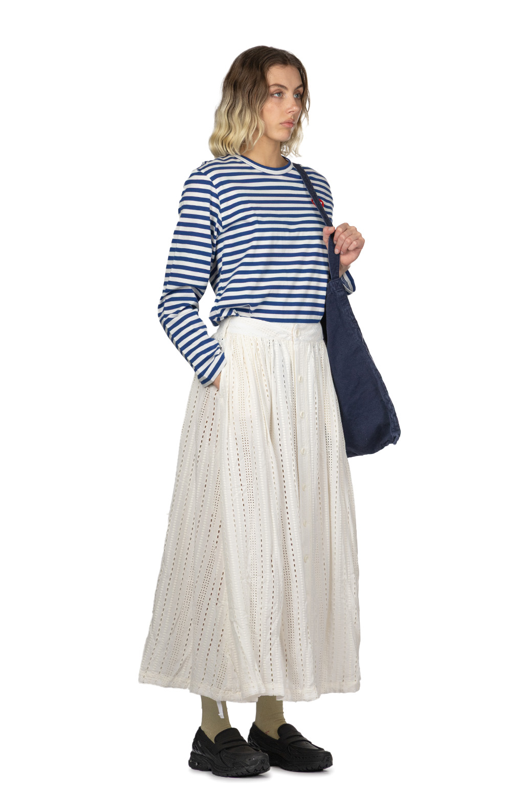 Engineered Garments - Gather Skirt - White Rayon Embroidery Eyelet