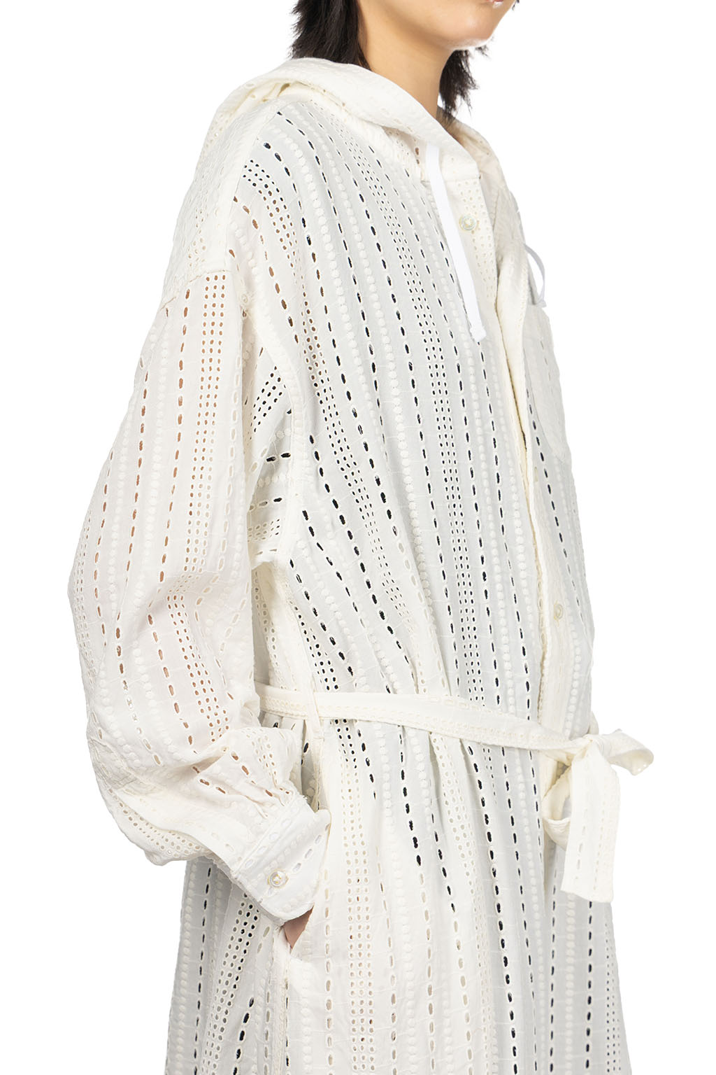 Engineered Garments - Hooded BD Dress -White Rayon Embroidery Eyelet