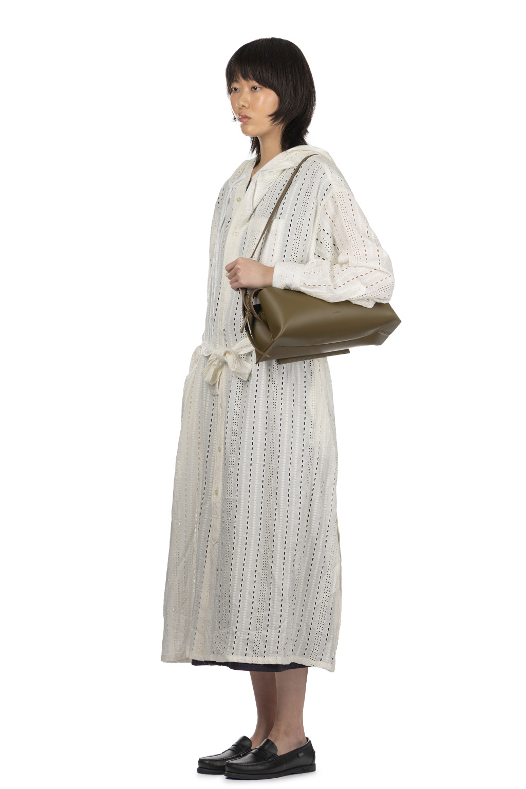 Engineered Garments - Hooded BD Dress -White Rayon Embroidery Eyelet