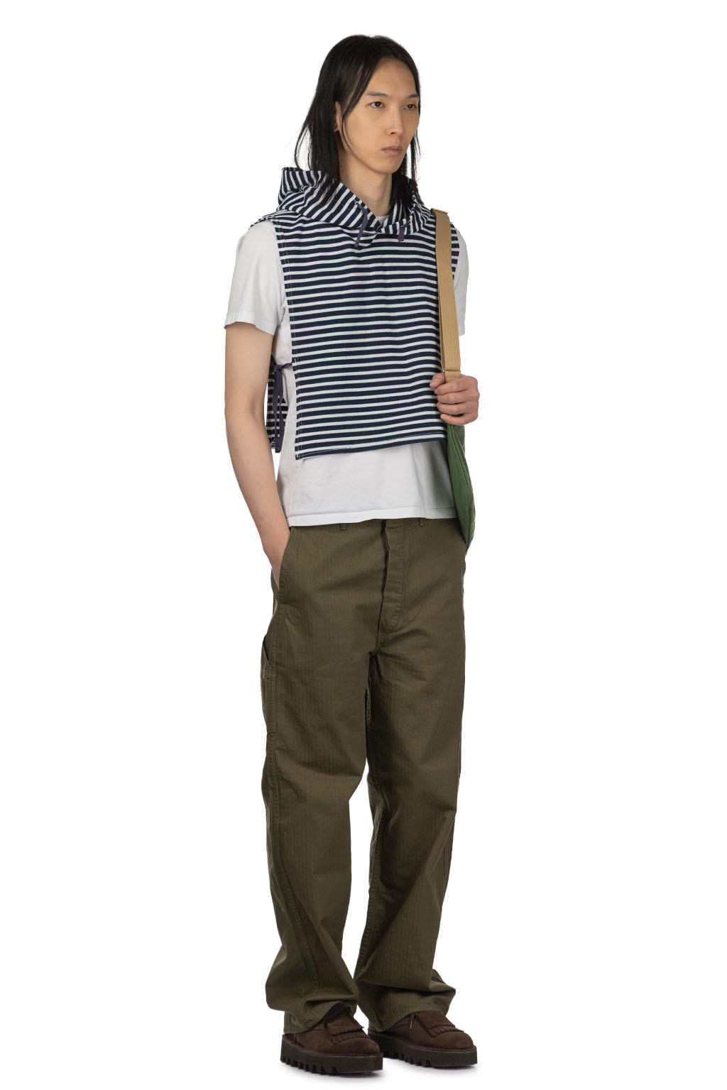 Engineered Garments - Hooded Interliner - Navy White PC Stripe