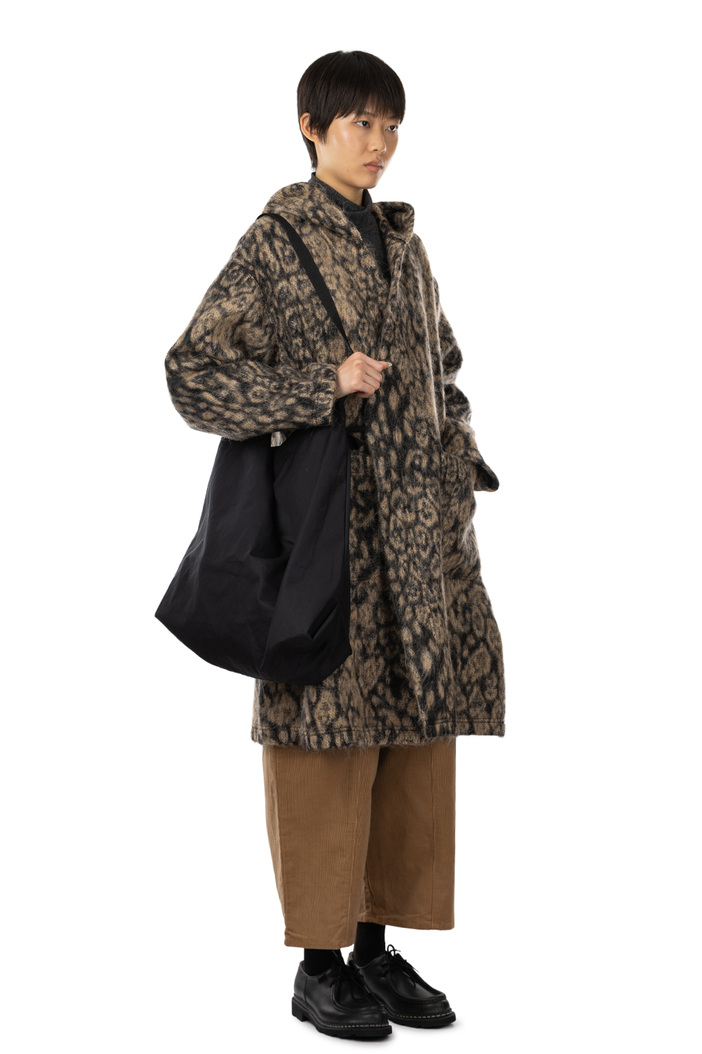 Engineered Garments - Knit Robe - Brown Wool Poly Leopard Jacquard