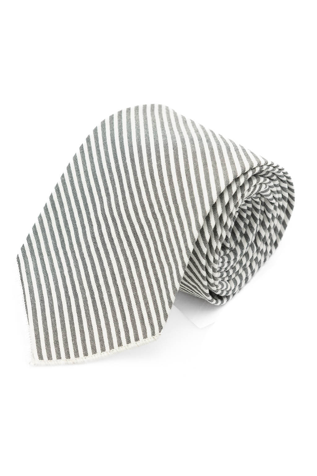 Engineered Garments - Neck Tie - Navy Cotton Seersucker Stripe