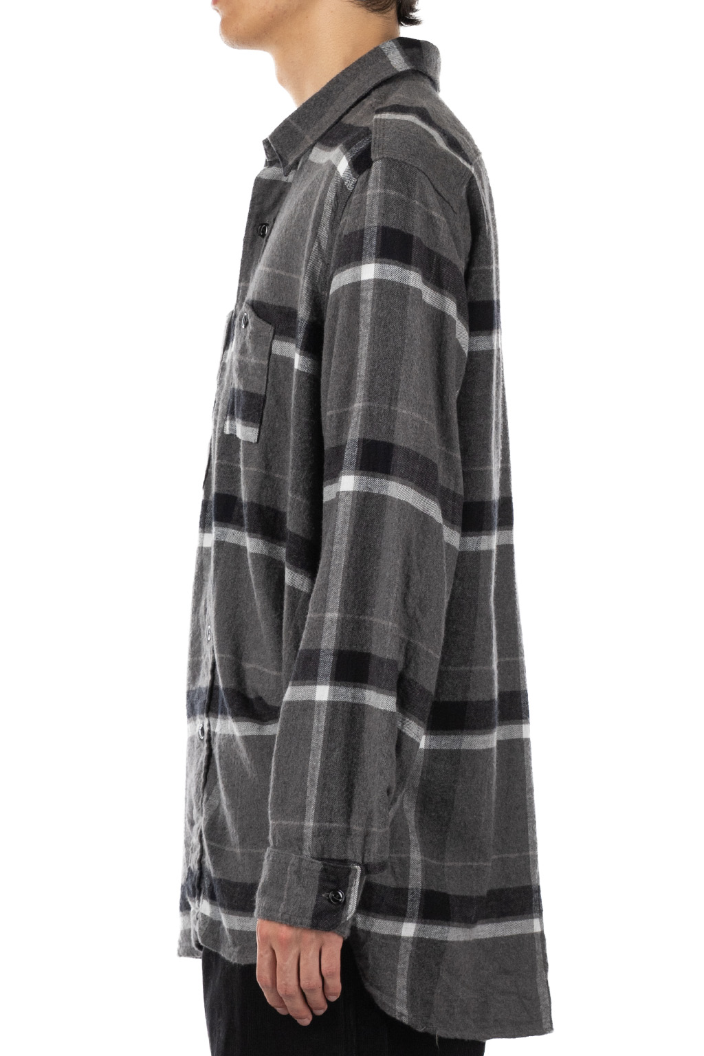 Engineered Garments - Work Shirt - Grey/Black Cotton Brushed Big Plaid